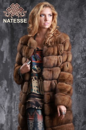 Sable fur coat jacket with detachable elements